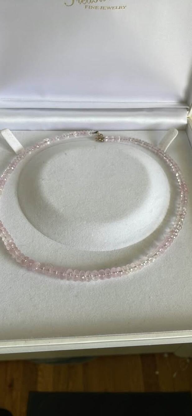 Faceted morganite necklace 18 inches